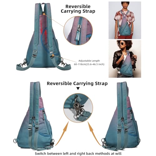 Image of KL928 Canvas Sling Bag - Small Crossbody Backpack Shoulder Casual Daypack Rucksack for Men Women