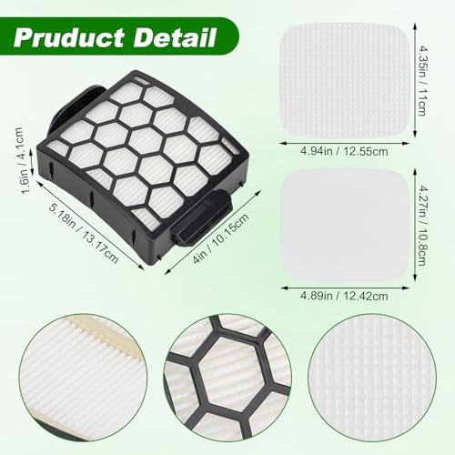 Image of Vacuum Filters Replacement for Shark LA300 LA301 LA322 LA351 LA500 LA502 LA555 LA360 LA362 LA401 LA455 LA702 Rotator Lift-Away ADV DuoClean PowerFins Upright Vacuum 2 HEPA 4 Foam 4 Faux Felt Filters
