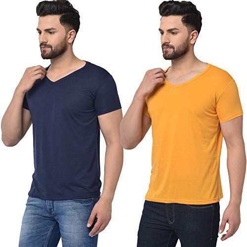 Image of JANGOBOY Men's V-Neck Cotton T-Shirt (Pack of 2)