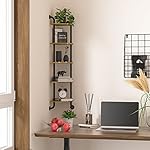 Corner Shelf Wall Mount 5-Tier, Wall Decor for Home Living Room Bedroom, Wall Corner Shelves Bookshelf, Rustic Industrial Pipe Shelves, Brown - Image 5