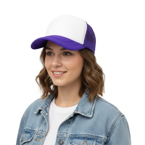 Image of 12 Pack Sublimation Blank Mesh Trucker Hats Bulk, DIY Heat Press Baseball Hat Pack, Sports Outdoor Snapback Cap