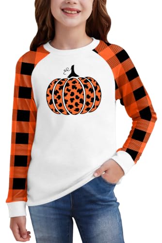 Image of BesserBay Girls Halloween Shirt Cute Graphic Tshirt Raglan Long Sleeve Tops