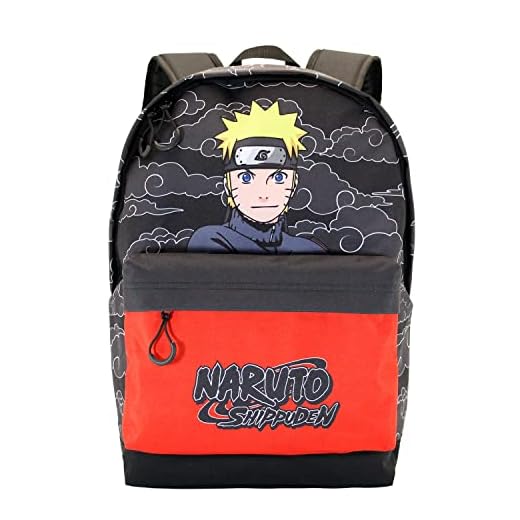 Naruto Clouds-Mochila HS FAN, Negro, 30 x 43 cm, Capacidad 22 L