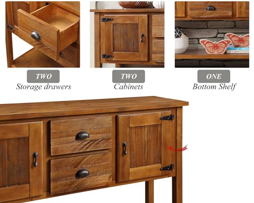 Farmhouse-Sideboard-Buffet-Cabinet-Kitchen-Sideboard-Cabinet-with-Storage-Drawers-and-Bottom-Shelf-for-Entryway-Hallway-Foyer-Table-Cupboard-Coffee-Bar-Cabinet-48-Brown Farmhouse Sideboard Buffet Cabinet Kitchen Sideboard Cabinet with Storage Drawers and Bottom Shelf for Entryway Hallway Foyer Table Cupboard Coffee Bar Cabinet 48 Brown