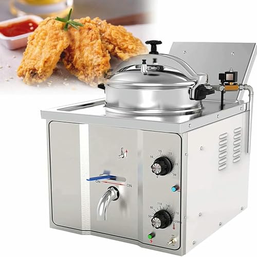 FKINGLRK Freidora de Pollo a presión de 16 L, freidora eléctrica Comercial de Acero Inoxidable de 3000 W, Ideal para Cocina, Bar o Restaurante.