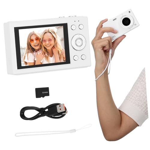 OSALADI Reisekameras Für Fotografie Vintage Kamera Digitalkameras Digitalkamera Für Vlogging 4K Kompakte Für Reisen Indoor Outdoor Kamera PC Weiß