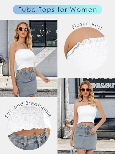 Womens Tube Top Summer Strapless Crop Tops Basic Tank Casual Sleeveless Shirt3