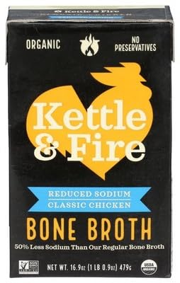Kettle and Fire Chicken Bone Broth Reduced Sodium 16.9 oz (Pack of 6)