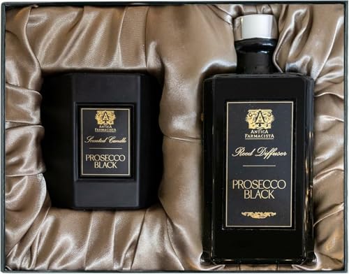 Antica Farmacista Reed Diffuser & Candle - Gift Set Collection for Her - Prosecco Black, 320ml