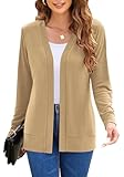 Womens Casual Lightweight Long Sleeve Cardigan Flowy Soft Open Front Knit Cardigan Sweaters (Tan, X-Large)