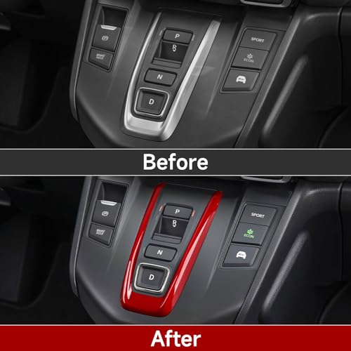 Image of Hybrid Center Gear Shift Panel Decals for Honda CRV 2017 2018 2019 2020 2021 2022 Accessories CR-V ABS Interior Stickers, Red