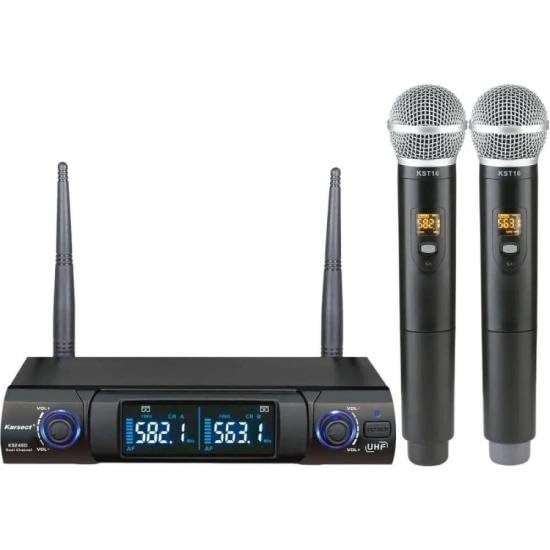 Kit Com 02 Microfones De Mão Duplo Sem Fio Karsect