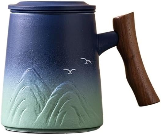 GSOUL Kungfu Tea cup Ceramic Tea Cup Large Capacity Personal Use With Lid Filtration Office Home Water Separation Cups Small Tea Cups