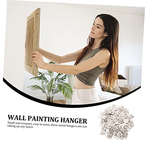 Image of 100pcs Picture Frame Hanger Wall Art Hanging Hardware Photo Hangers for Home Office and Gallery Use