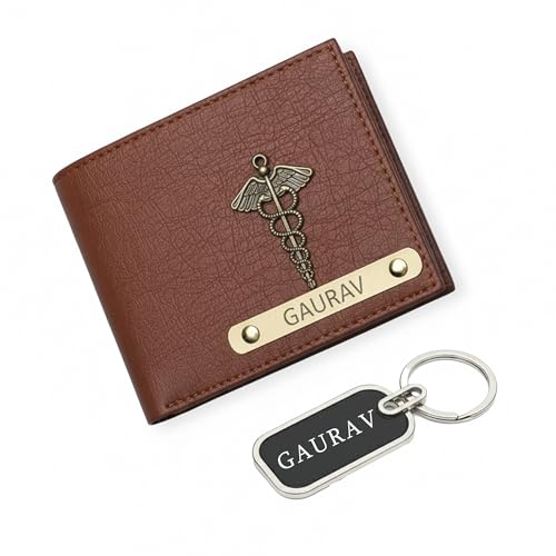 Image of Personalized Wallet for Men | Name Engraved Vegan Leather Men's Wallet with Charm | Free Metal Pen | Customized Gift for Boys & Men