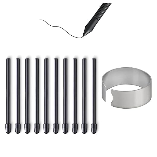 10X Puntas de Repuesto para Wacom Pro Pen 2/Slim/3D&Classic Pen, Mobile Studio Pro(DTHW1320/1620),Cintiq Pro(DTH1320/1620/2421/3221&DTK2421),Cintiq 16(DTK1660/1661),Intuos Pro(PTH460/660/860),Negro