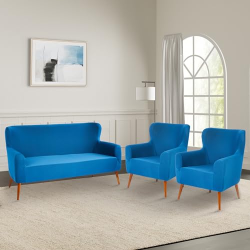 Amazon Brand - Solimo 5 Seater (3+1+1) Sofa Cover Set | One 3 Seater and Two 1 Seater Slip Covers | Universal Fit | Non-Slip Polyester and Spandex Fabric | Teal