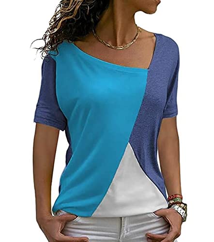 ZIERUCI Nuevo próximo Delgado Verano Casual Mujeres Camisetas de Manga Corta Moda Patchwork Slim Irregular Mujeres Ropa Larga Camisa de Verano Tops Cover
