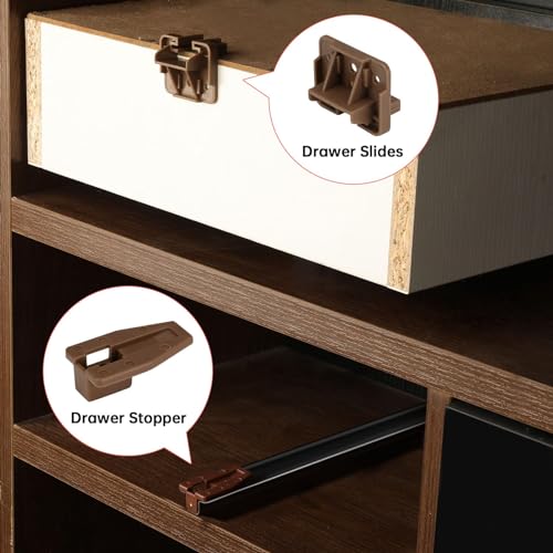 homdiy 2 Pack Plastic Drawer Slides Track Guide and Glides-Drawer Replacement Part for Center Mount Drawer,Brown Replacement Parts for Dressers and Nightstand Drawer Systems - Image 3