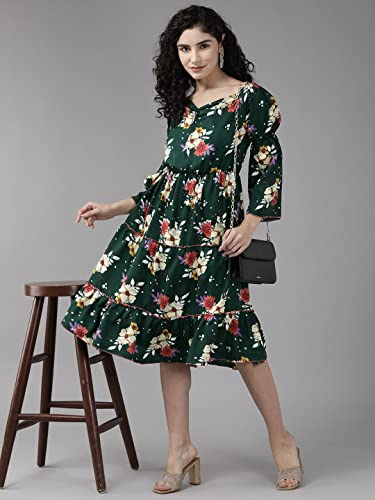 Image of Aarika Womens Dark Green Color Georgette Middi