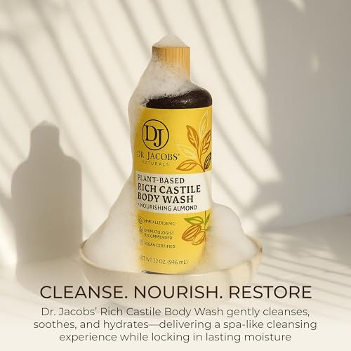 Dr. Jacobs Naturals Pure Castile Soap Liquid Body Wash, Almond - Plant Based Castile Soap Infused with Vitamin E and Aloe Vera to Moisturize Dry and Sensitive Skin - Made in The USA - 32 oz, Pack of 1 by DR.JACOBS NATURALS - Image 7