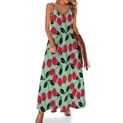 Robe longue d'été pour femme avec col V décontracté et sans manches
