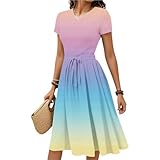 Sommerkleid Damen: Dieses Sommerkleid ist aus hochwertigem Stoff gefertigt. Der Stoff ist weich, bequem und atmungsaktiv und fühlt sich gut auf der Haut an. Einfach zu tragen und einzigartigen Stil schafft erstaunlichen Charme und macht Sie mehr schön, modisch, schön und elegant.