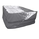 Premium Tight Weave Fabric Patio Furniture Set Covers 120' L x 86' W fits Rectangular and Oval Shape Table Set, Center Hole for Umbrella in Grey