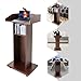 KUMOYOU Mobile Wooden Podium, Laptop Workstation Lectern with 4 Wheels, Hierarchical Presentation Stand for Classroom, Theatre, Church, Office (Brown)