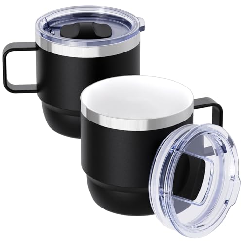 Cafezi 8 oz Stainless Steel Coffee Mug, Double-Wall, 2 Pack