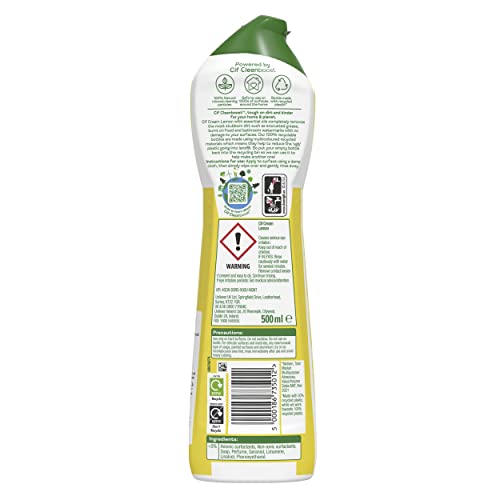 Image of Cif Lemon Universal Surface Cleaner with 100% natural cleaning particles, creamy cleaner removes 100% of the toughest dirt 500 ml