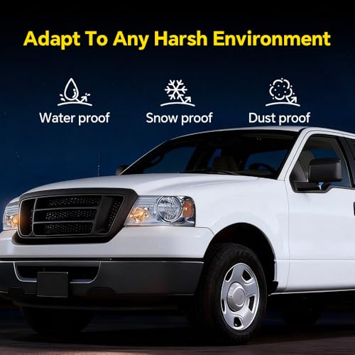 Image of GRAND ORANGE Headlight Assembly Compatible with Ford F150 2004 2005 2006 2007 2008 / Fit Lincoln Mark LT 2006-2008 Driver & Passenger Side Headlamp Smoke lens Chrome Houing Amber Reflector