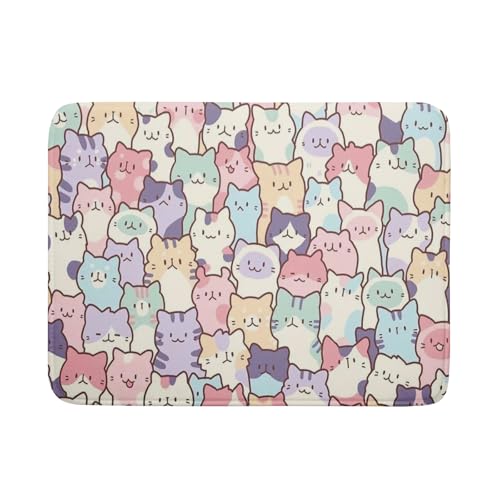 Colorful Cats Dish Drying Mat 18x24 inch Cute Animal Microfiber Reversible Fast Dry Dishes Drainer Rack Pad for Counter Kitchen Table Decor