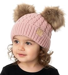 Pale Pink W/ Faux Fur Double Poms