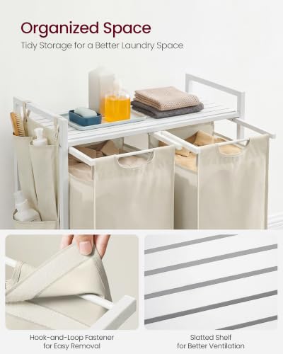 Image of VASAGLE Laundry Hamper with Shelf, 2 Pull-Out Bags, 2 x 12.1 Gallons (46 L)