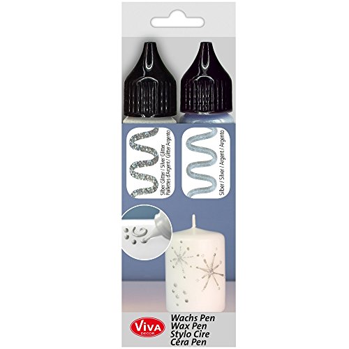 Viva Decor Candle Pen 2 x 0.95 Fl oz - Silver Set - Wax Paint for Custom Designs | Safe Paint for Decorating Candles | DIY Projects