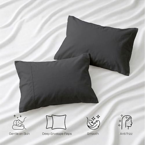 Image of 1000 Thread Count Egyptian Cotton Twin XL Sheet Set - 4 Piece Luxury Bedding, Deep Pocket Sheets Fits 18 inch Mattress, Soft & Breathable, Dark Grey
