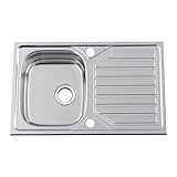  Evier 1 bac et 1 égouttoir okioline - Largeur : 800 mm - Profondeur : 500 mm - Profondeur cuve : 160 mm - Encastrement : 780 x 480 mm - Matériau : Inox 18/10 - Finition : Poli - Pour caisson de larg