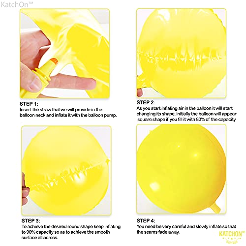 Image of KatchOn, Huge Yellow Mylar Balloons - 22 Inch, Pack of 6 | Yellow Foil Balloons, Yellow Party Decorations | Large Balloons for Sunflower Birthday Party Decorations | Round Mylar Balloons