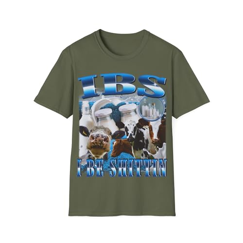 T-shirt graphique unisexe IBS I Be Shittin' avec design de vache humoristique style bootleg