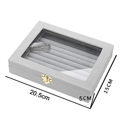 Image of Velvet Jewelry Drawer Organizer Tray Stackable Jewelry Tray for Drawer and Storage Display Rings and All Other Jewellery Needs (Ring Box Grey, Grey)