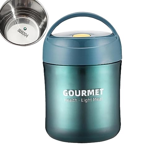 Holdes - Tarro de comida isotérmico (500 ml, con tapa de asa, contenedores aislados, aislados, compactos e impermeables, con tapa de mango, contenedores de sopa con tapas para almuerzo, recipiente