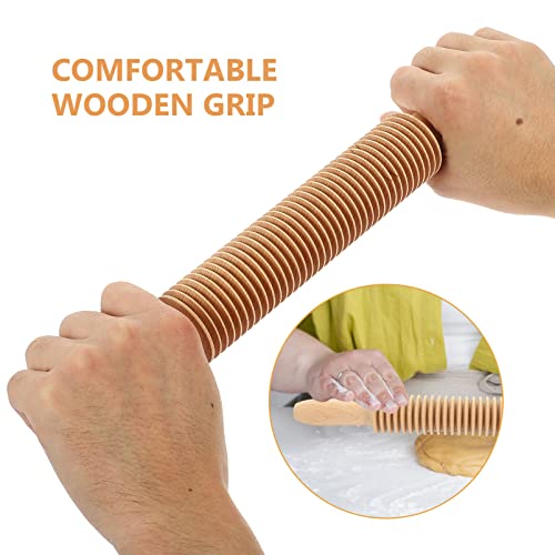 Luxshiny Multitools Pasta Rolling Pin Spaghetti Pasta Maker Lefse Griddle Textured Rolling Pasta Roller Wheel Lattice Roller Dough Roller Pasta Tools Thin Noodles Wood Thread - Image 5