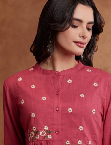 Image of Amazon Brand - Myx Women's Cotton Embroidered Dress | Below The Knee (Available in Plus Sizes)