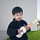 Mini Gitarre, Kindergitarre, Spielzeug Gitarre, Ukulele Gitarre Spielzeug, Gitarre Spielzeughen, Ukulele Kinder mit 4 Verstellbaren Seiten, für Kinder, Kleinkinder, Mädchen (41cm / Orange)