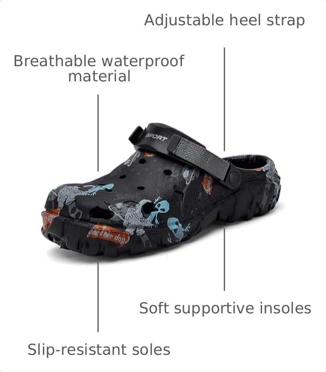 Image of SECHRITE Men's Clogs Athletic Sports Outdoor Slip-on Mules with Cushion Beach Non Slip Home Sandals with Adjustable Back Strap - River Edge