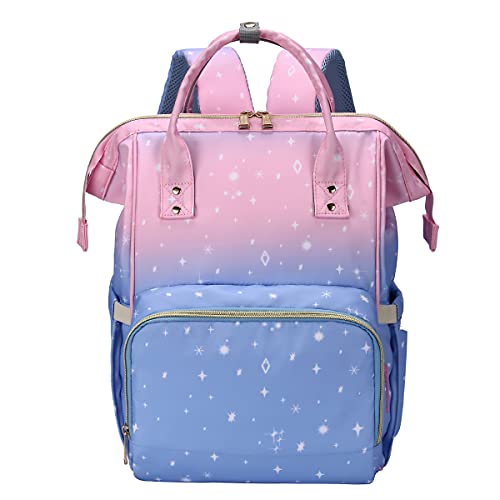 Sowaovut Diaper Bag Backpack, Upgraded Multifunction Diaper Bags for Mom, Waterproof Baby Bag Color Floral Durable Travel Maternity Backpacks for Women Moms Dads (Blue)
