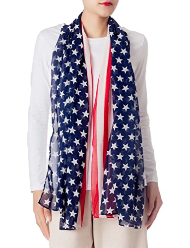 iB-iP Femme Grand Foulard Élégant Imprimé Drapeau Américain Mode, Taille: Taille unique, Marine