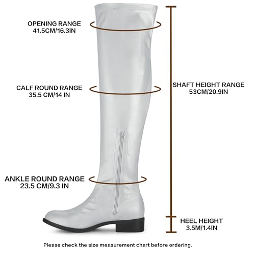 Allegra K Allegra K Women's Thigh High Boots Block Heel Silver Over the Knee High Boots 7 m US