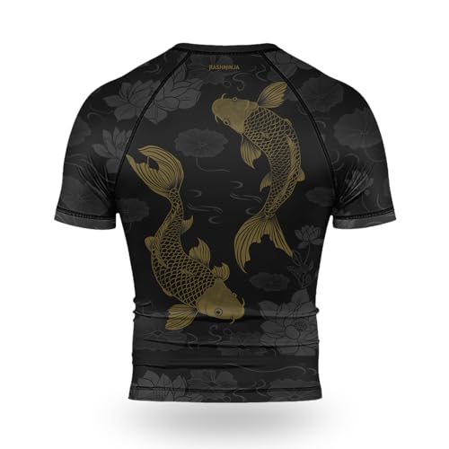Koi Fish Performance Rash Guard – Men’s Short Sleeve Compression Shirt for BJJ, MMA, Martial Arts3